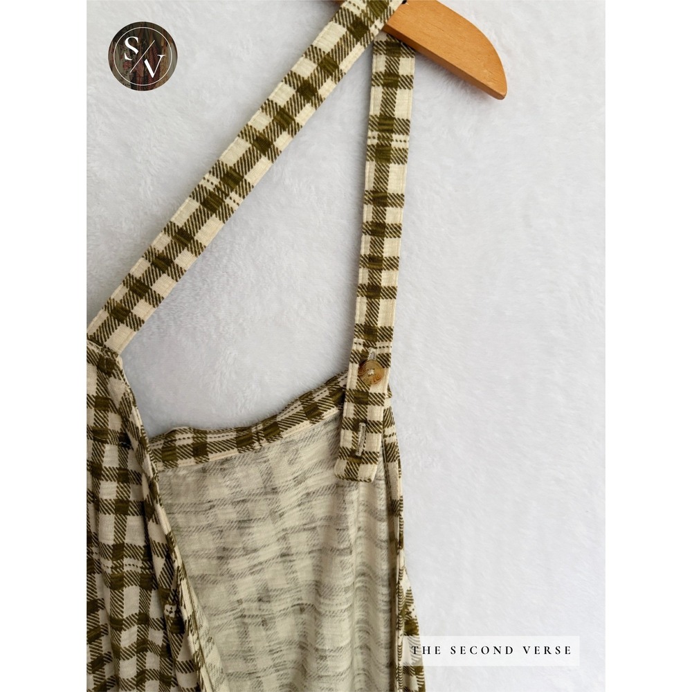 Known Supply Jumpsuit Women 2XL Olive Caden Plaid Organic Cotton Overalls - Picture 6 of 11